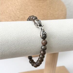 David Yurman Men's 8mm Brown Spiritual Bead Bracelet in Sterling Silver